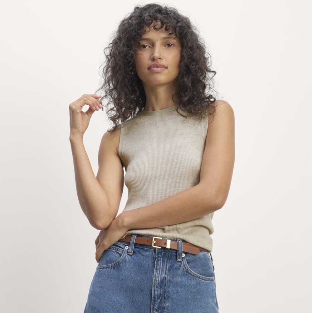 Everlane Sweater Womens Beige Ultrasoft Merino Wool Tank Crew Ribbed